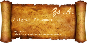 Zsigrai Artemon névjegykártya